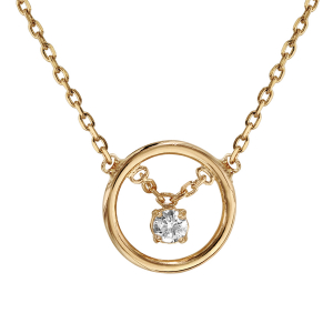 COLLIER PLAQUÉ OR CERCLE 1 OXYDE BLANC SERTI PENDANT 38+4CM