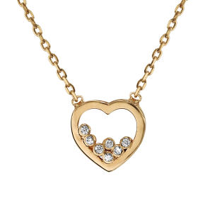 COLLIER PLAQUÉ OR COEUR 7 OXYDES BLANCS SERTIS 38+4CM