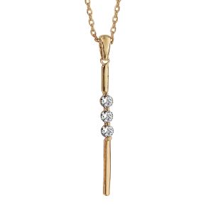 COLLIER PLAQUÉ OR PENDENTIF OXYDES BLANCS SERTIS 42+3CM