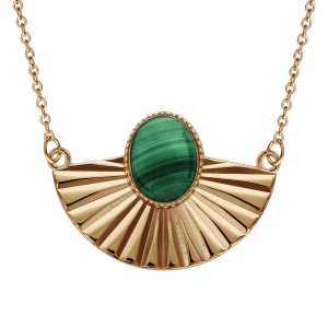 COLLIER PLAQUÉ OR DRAPÉ AVEC PIERRE MALACHITE 42+5CM