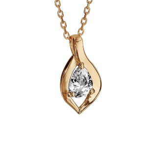 COLLIER PLAQUÉ OR PENDENTIF OXYDE BLANC SERTI 42+3CM