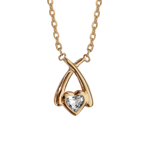 COLLIER PLAQUÉ OR COEUR OXYDE BLANC SERTI CLOS 42CM