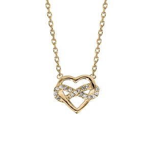 COLLIER PLAQUÉ OR COEUR INFINI OXYDES BLANCS SERTIS 42CM
