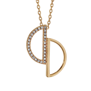 COLLIER PLAQUÉ OR 2 DEMI CERCLES EVIDES OXYDES BLANCS SERTIS 40+4CM