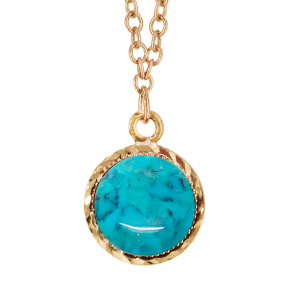 COLLIER PLAQUÉ OR AVEC PIERRE TURQUOISE IMITATION 40+5CM