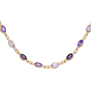 COLLIER PLAQUÉ OR TUTTI FRUTTI DEGRADE DE VIOLET 38+7CM