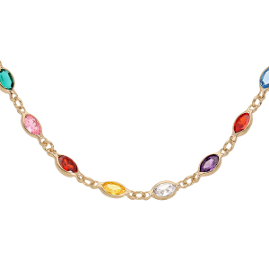 COLLIER  PLAQUÉ OR TUTTI FRUTTI DEGRADE MULTICOLORES 38+7CM