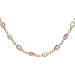 COLLIER PLAQUÉ OR TUTTI FRUTTI DEGRADE MULTICOLORES CIEL 38+7CM