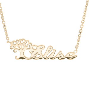 COLLIER PLAQUÉ OR FORCAT DECOUPE LASER ANGLAISE AVEC ARBRE DE VIE DECOUPE 43CM