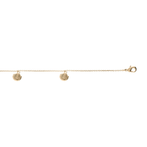 CHAINE CHEVILLE PLAQUÉ OR PAMPILLES COQUILLAGE 21CM+5CM