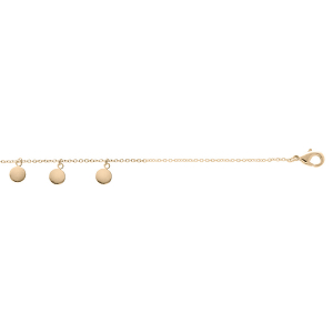 CHAINE CHEVILLE PLAQUÉ OR PAMPILLES PASTILLES LISSES 20CM+5CM