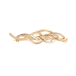 BROCHE PLAQUÉ OR OXYDES BLANCS SERTIS 45.6 X 12.2MM