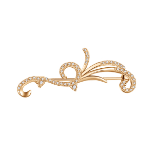 BROCHE PLAQUÉ OR OXYDES BLANCS SERTIS 42.7 X 14.9MM