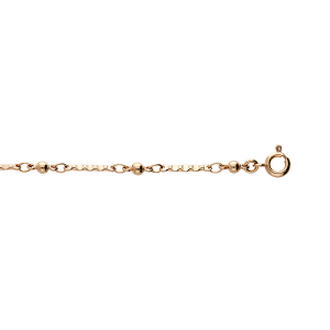 CHAINE CHEVILLE PLAQUÉ OR PLAQUETTES ET BOULES 23+2CM