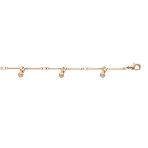 CHAINE CHEVILLE PLAQUÉ OR PAMPILLES BOULES 23+2CM