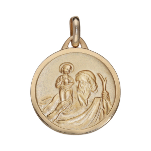 PENDENTIF ROND ST CHRISTOPHE PLAQUÉ OR