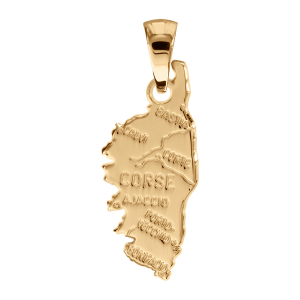 PENDENTIF MOYENNE  CARTE CORSE GRAVEE AVEC VILLES  PLAQUÉ OR