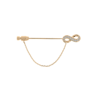 BROCHE PLAQUÉ OR FIBULE MOTIF INFINI OXYDES BLANCS SERTIS