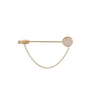BROCHE PLAQUÉ OR FIBULE PASTILLE OXYDES BLANCS SERTIS