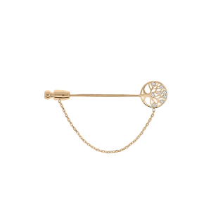 BROCHE PLAQUÉ OR FIBULE ARBRE DE VIE OXYDES BLANCS SERTIS