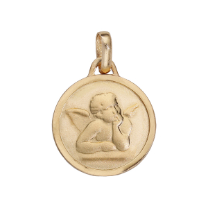 MEDAILLE PLAQUÉ OR RONDE AVEC ANGE