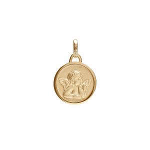 MEDAILLE PLAQUÉ OR RONDE AVEC ANGE
