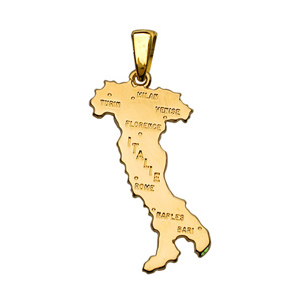 PENDENTIF GRANDE CARTE DE L'ITALIE PLAQUÉ OR