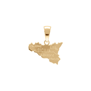 PENDENTIF CARTE DE LA SICILE PLAQUÉ OR