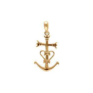 PENDENTIF CROIX CAMARGUAISE MOYEN  MODELE PLAQUÉ OR