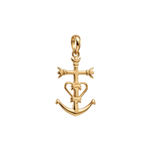 PENDENTIF CROIX CAMARGUAISE MOYEN  MODELE PLAQUÉ OR