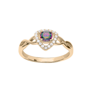 BAGUE PLAQUÉ OR OXYDE ARC EN CIEL MYSTIQUE CONTOUR OXYDES BLANCS SERTIS