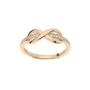 BAGUE PLAQUÉ OR INFINI OXYDES BLANCS SERTIS