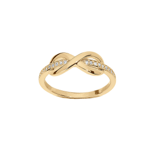 BAGUE PLAQUÉ OR INFINI OXYDES BLANCS SERTIS