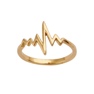 BAGUE PLAQUÉ OR FORME RYTHME CARDIAQUE