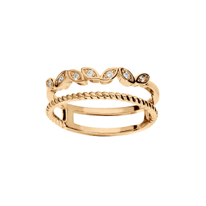 BAGUE PLAQUÉ OR DOUBLE 1 TORSADE FINE 1 RANG OXYDES BLANCS SERTIS
