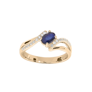 BAGUE PLAQUÉ OR OXYDES BLEUS ET BLANCS SERTIS