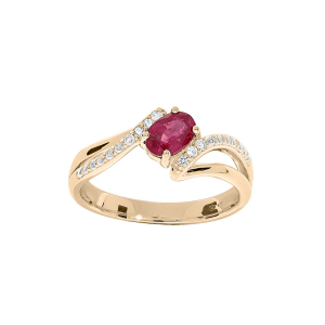 BAGUE PLAQUÉ OR OXYDES ROUGE ET BLANCS SERTIS