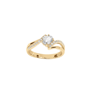 BAGUE PLAQUÉ OR OXYDES BLANCS SERTIS