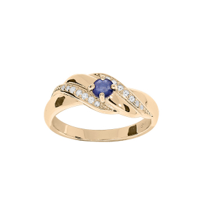 BAGUE PLAQUÉ OR OXYDES BLEU ET BLANCS SERTIS