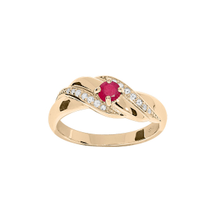 BAGUE PLAQUÉ OR OXYDES ROUGE ET BLANCS SERTIS