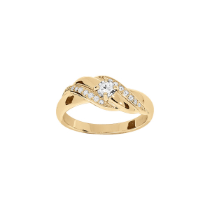 BAGUE PLAQUÉ OR OXYDES BLANCS SERTIS