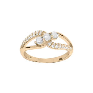 BAGUE PLAQUÉ OR OXYDES BLANCS SERTIS