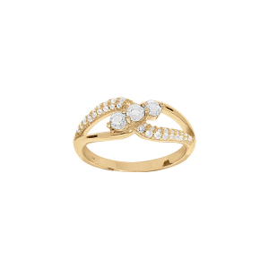 BAGUE PLAQUÉ OR OXYDES BLANCS SERTIS