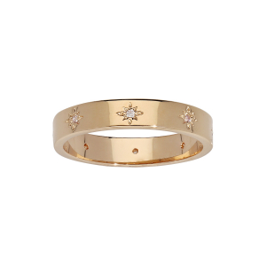 BAGUE PLAQUÉ OR STYLE ALLIANCE MOTIF ETOILES OXYDES BLANCS