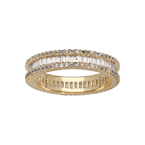 BAGUE PLAQUÉ OR ALLIANCE COMPLETE AVEC OXYDES BLANCS SERTIS