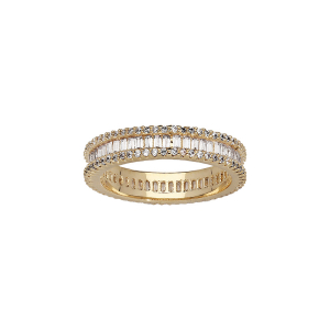 BAGUE PLAQUÉ OR ALLIANCE COMPLETE AVEC OXYDES BLANCS SERTIS