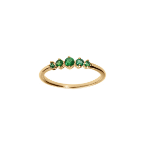 BAGUE PLAQUÉ OR 5 OXYDES VERTS SERTIS