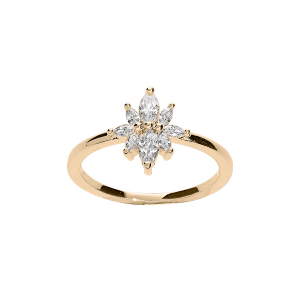 BAGUE PLAQUÉ OR OXYDES BLANCS FORMES NAVETTES