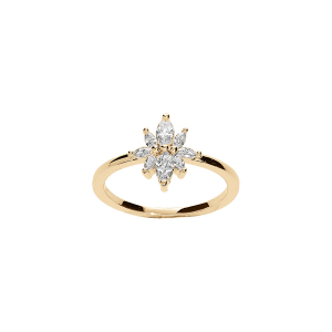 BAGUE PLAQUÉ OR OXYDES BLANCS FORMES NAVETTES