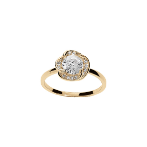 BAGUE PLAQUÉ OR  NOEUD D'AMOUR  OXYDES BLANCS